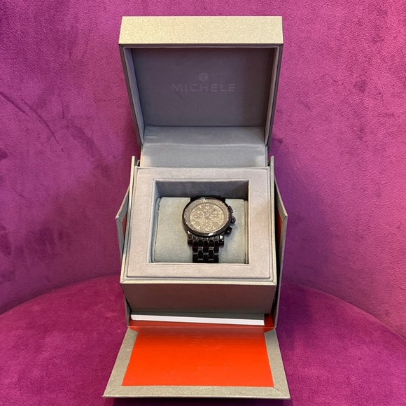 Michele Silver and Black Men's Watch